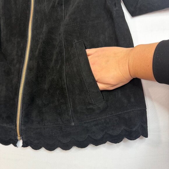 NWOT! Black Suede Leather Jacket - Dennis Basso SIZE 14 - Picture 8 of 10